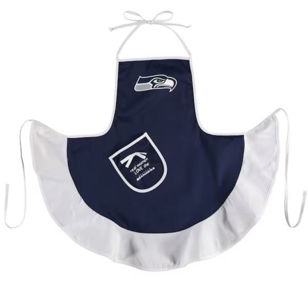 NFL Super Bowl Party Seattle Seahawks Team Hostess Apron  Blue White NEW